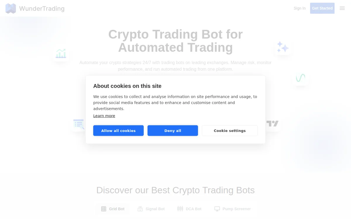 Screenshot: WunderTrading homepage